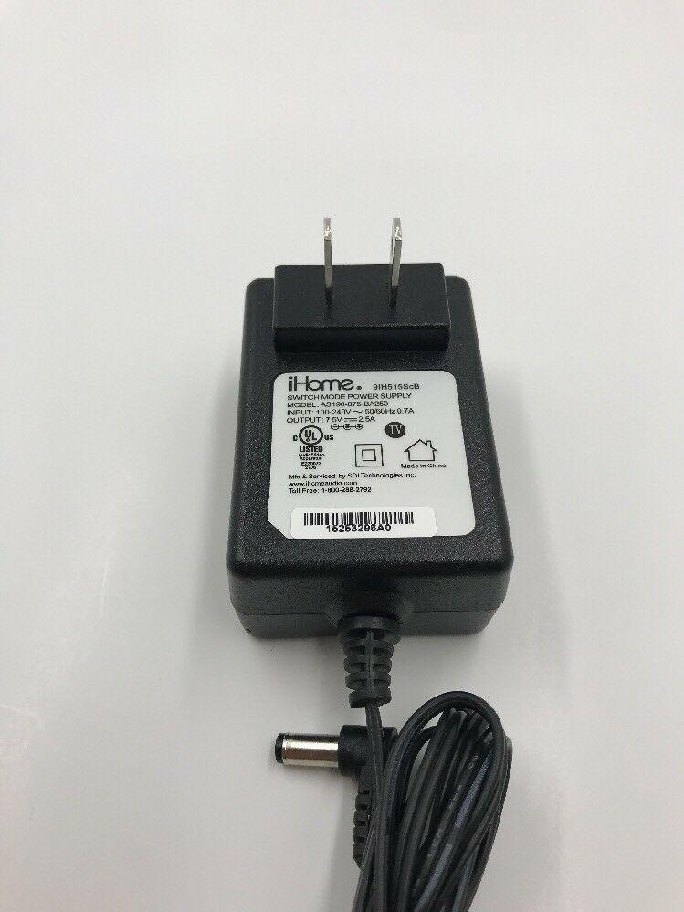 NEW Original iHome AS190-075-BA250 7.5VDC 2.5A ac adapter Charger Power Supply Cord